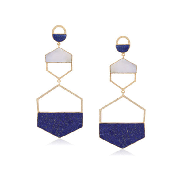 Kriti Sanon in Larva Earrings- Gold & Blue Secondary image