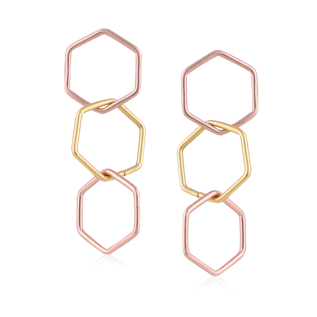 Parineeti Chopra in Chainmail Earrings - Gold & Rose Gold Secondary image